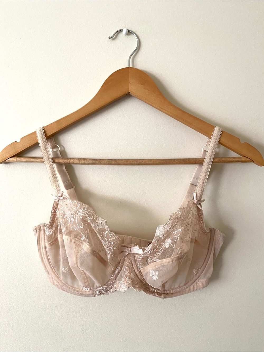 Panache Lace Underwire Sheer Nude Bra Ariza Size 32 E